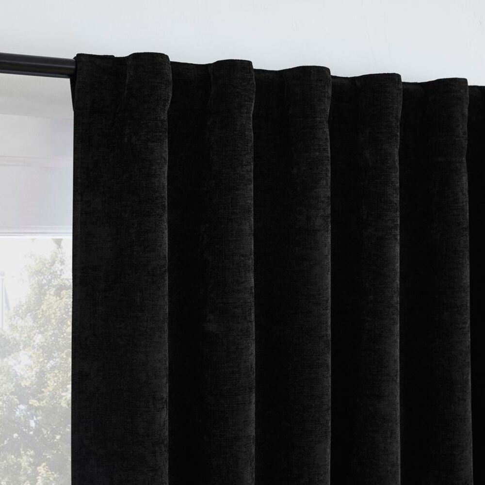 Sun Zero 50"x84" Sadell Blackout Plush Velvet Back Tab Curtain Panel Black